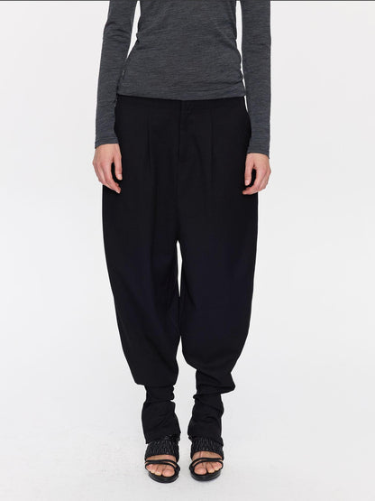 LYUOCHENG Black Equestrian Low Waist Tapered Women&