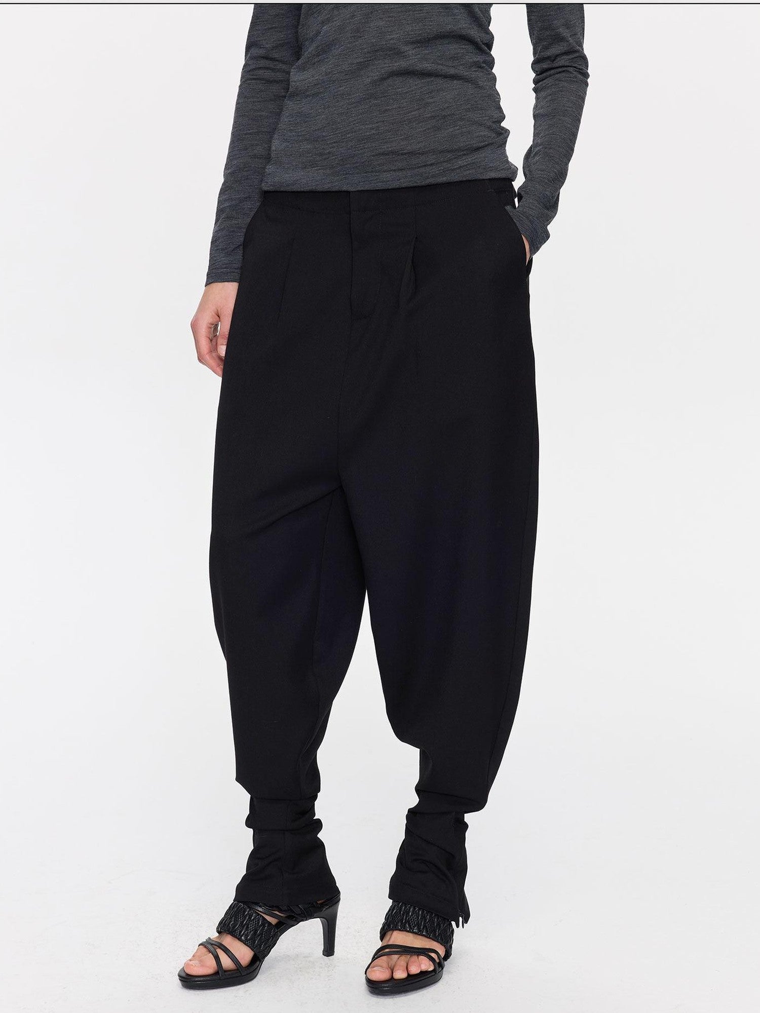 LYUOCHENG Black Equestrian Low Waist Tapered Women&