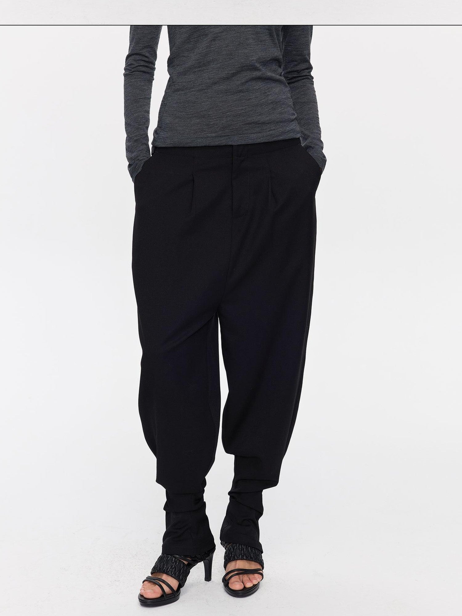 LYUOCHENG Black Equestrian Low Waist Tapered Women&