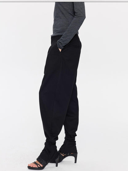 LYUOCHENG Black Equestrian Low Waist Tapered Women&