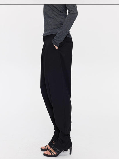 LYUOCHENG Black Equestrian Low Waist Tapered Women&