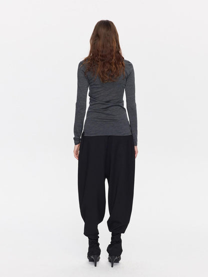 LYUOCHENG Black Equestrian Low Waist Tapered Women&