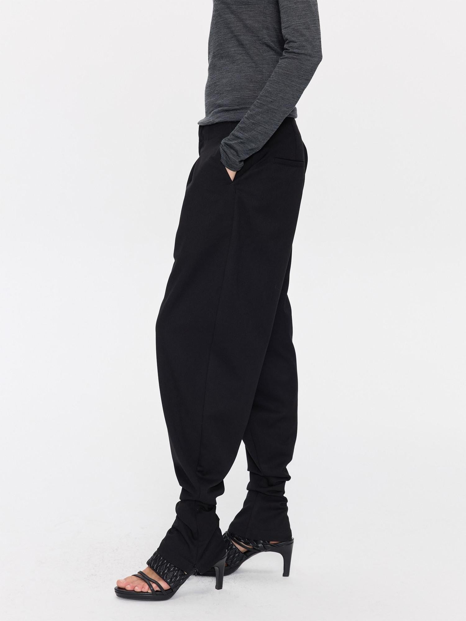 LYUOCHENG Black Equestrian Low Waist Tapered Women&