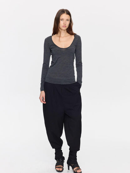 LYUOCHENG Black Equestrian Low Waist Tapered Women&