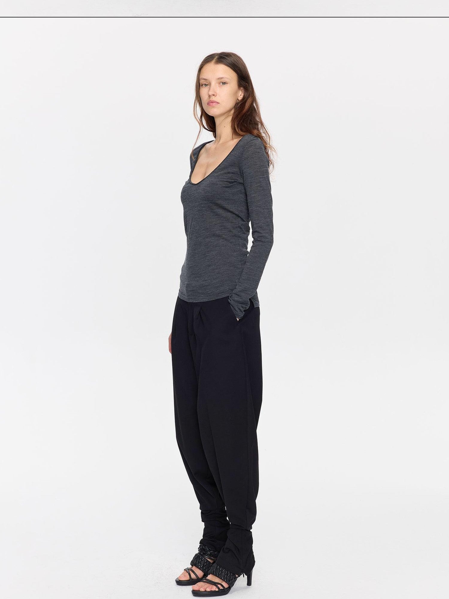 LYUOCHENG Black Equestrian Low Waist Tapered Women&