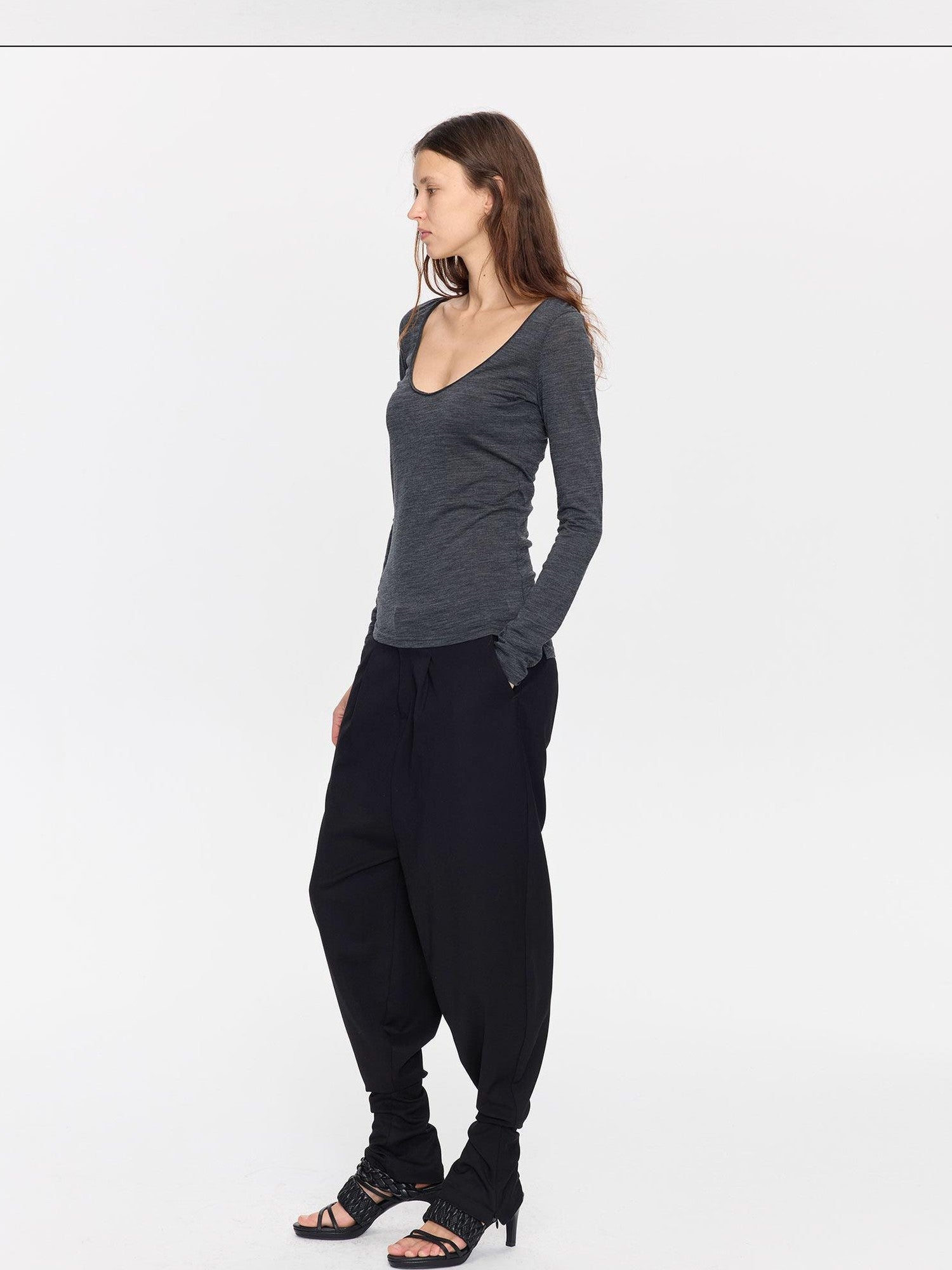 LYUOCHENG Black Equestrian Low Waist Tapered Women&