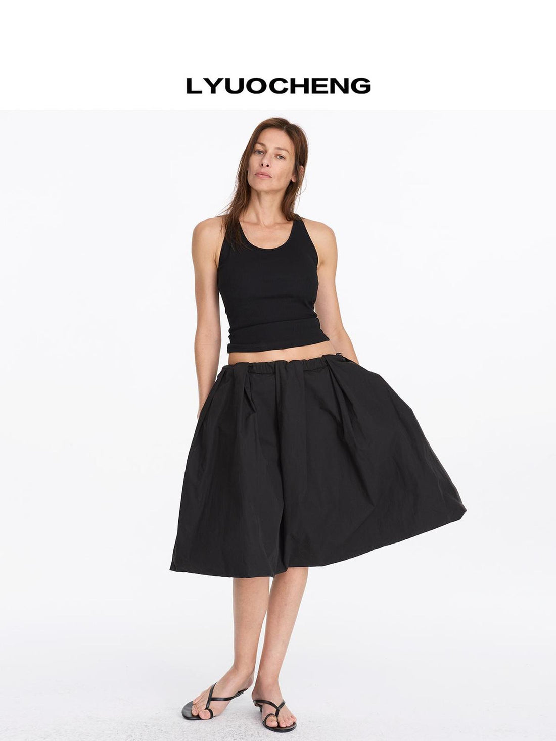 LYUOCHENG Black Floral Bud A Line Skirt