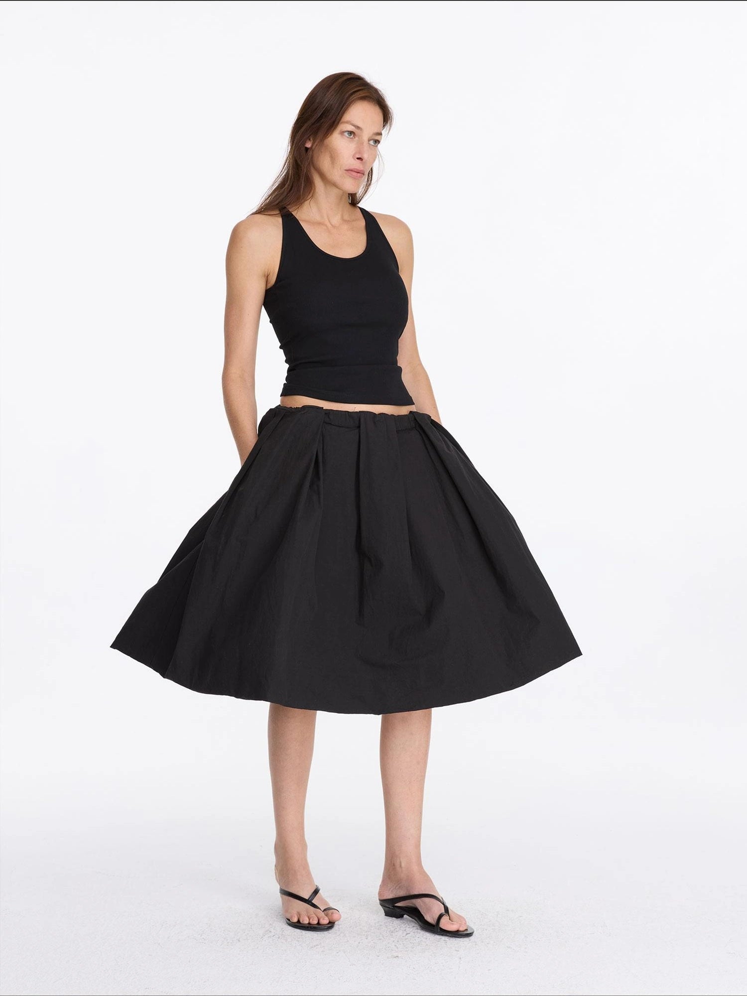 LYUOCHENG Black Floral Bud A Line Skirt