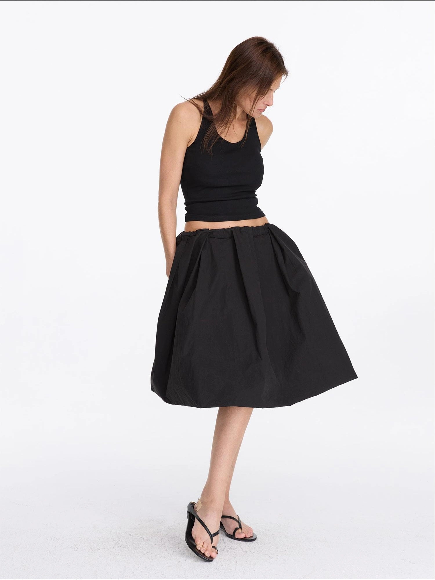 LYUOCHENG Black Floral Bud A Line Skirt