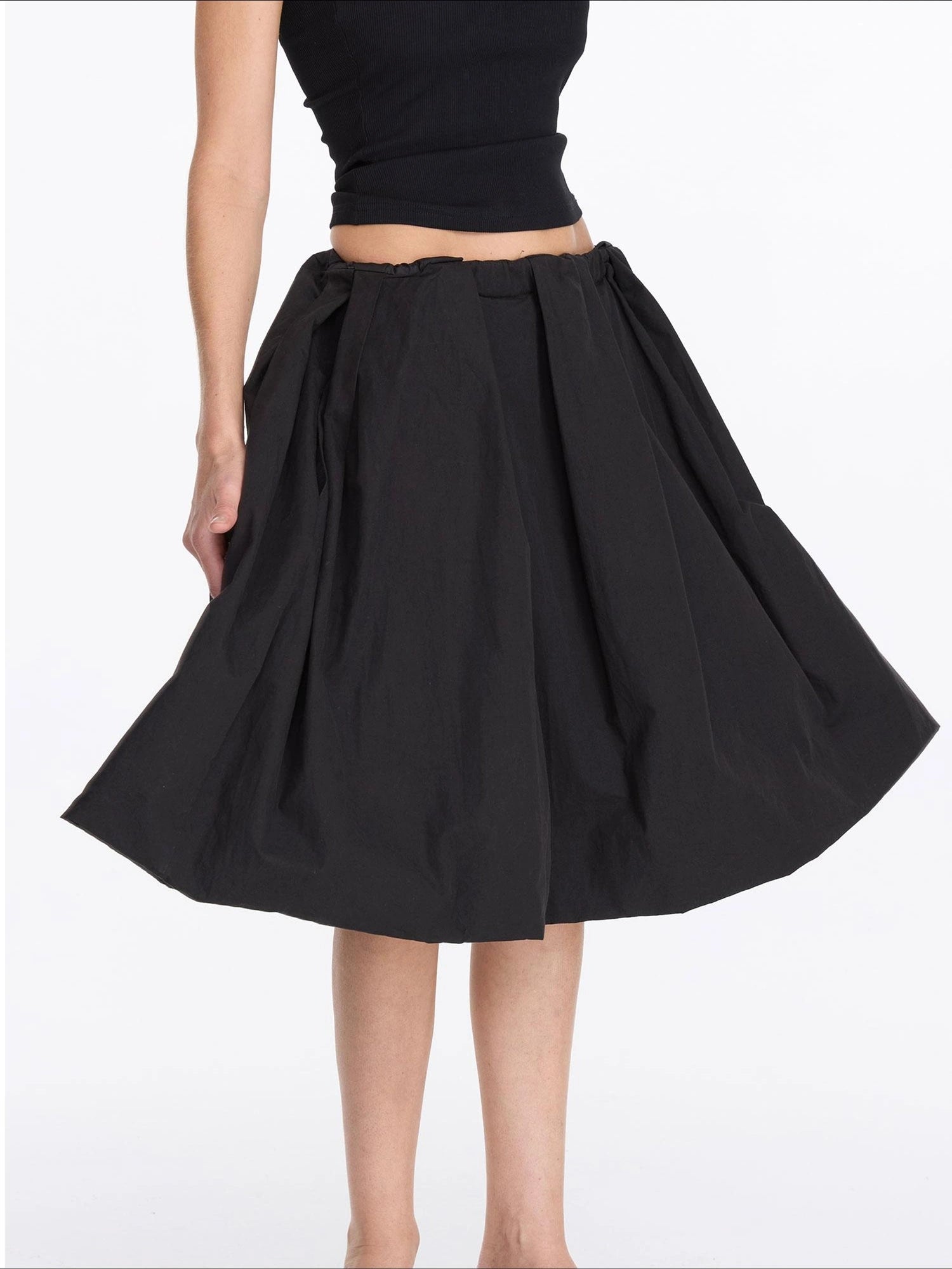 LYUOCHENG Black Floral Bud A Line Skirt