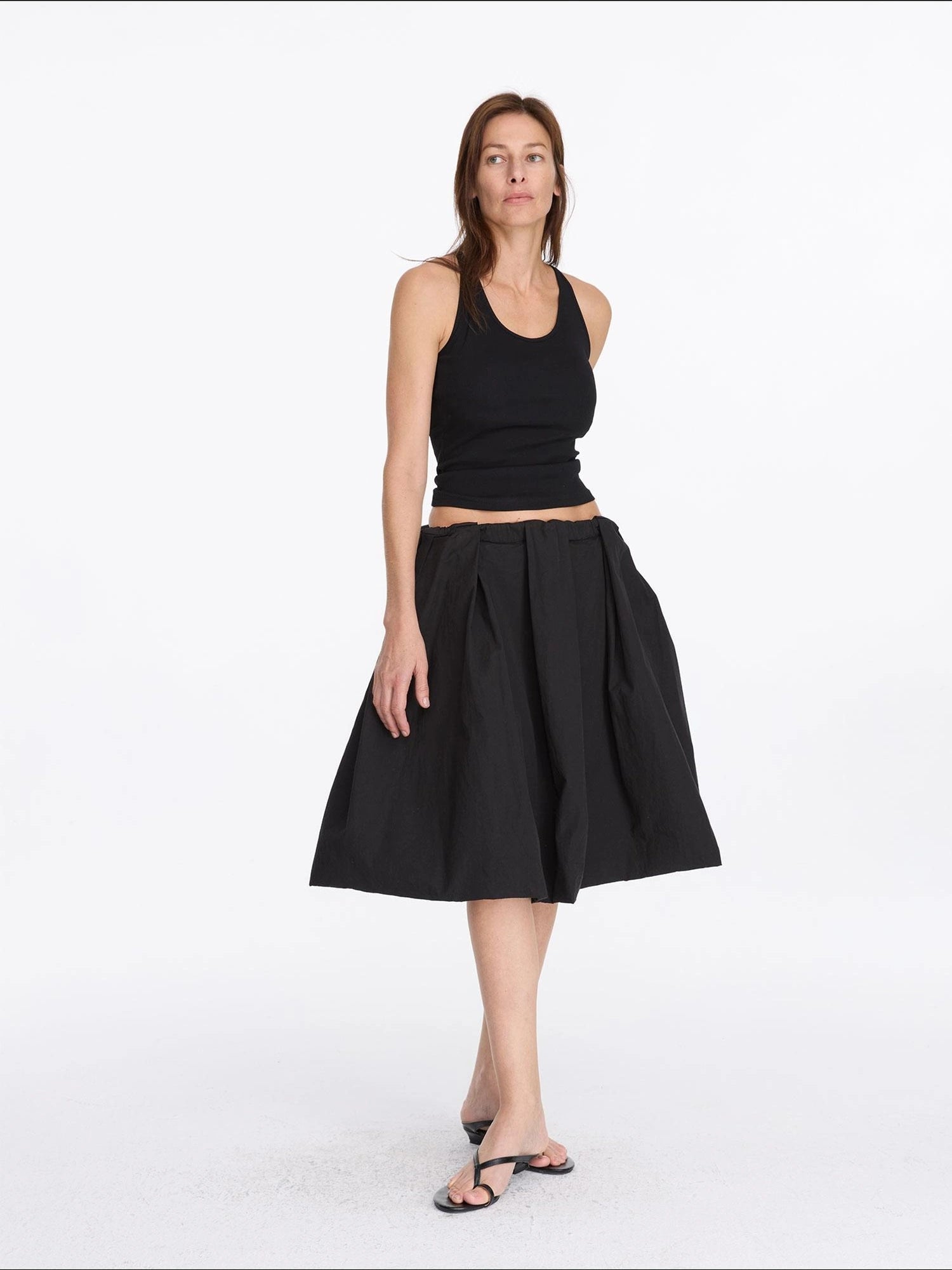 LYUOCHENG Black Floral Bud A Line Skirt