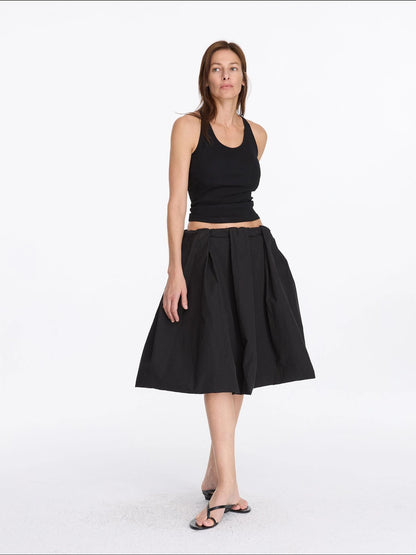 LYUOCHENG Black Floral Bud A Line Skirt