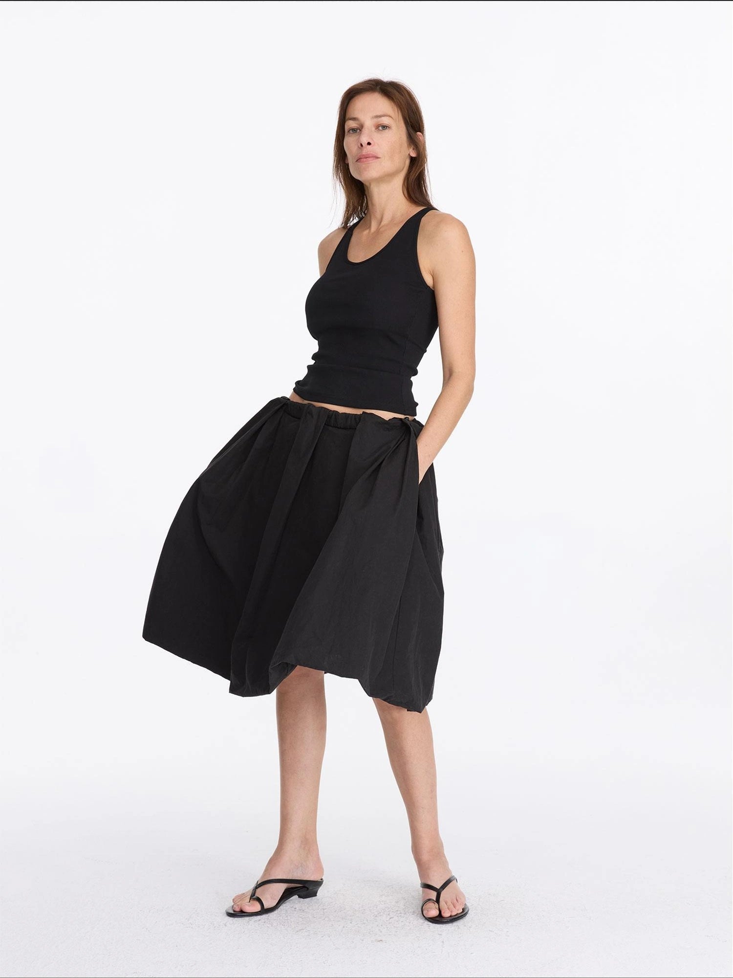 LYUOCHENG Black Floral Bud A Line Skirt
