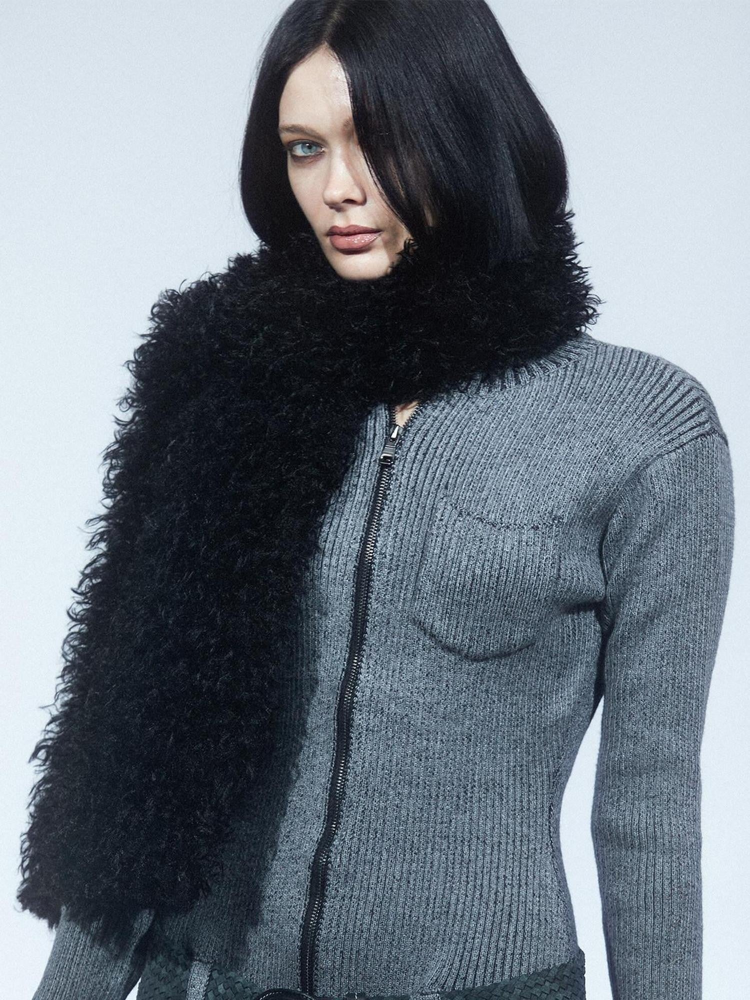 LYUOCHENG Black Long Pile Rectangular Women&