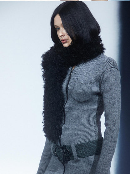 LYUOCHENG Black Long Pile Rectangular Women&