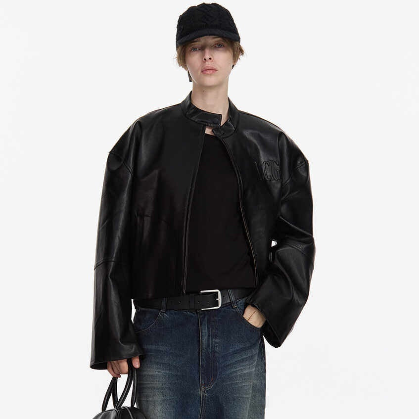 LYUOCHENG_Black_Loose_Cropped_Round_Neck_Zipper_Street_Style_Women&