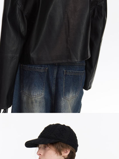 LYUOCHENG Black Loose Cropped Round Neck Zipper Street Style Women&