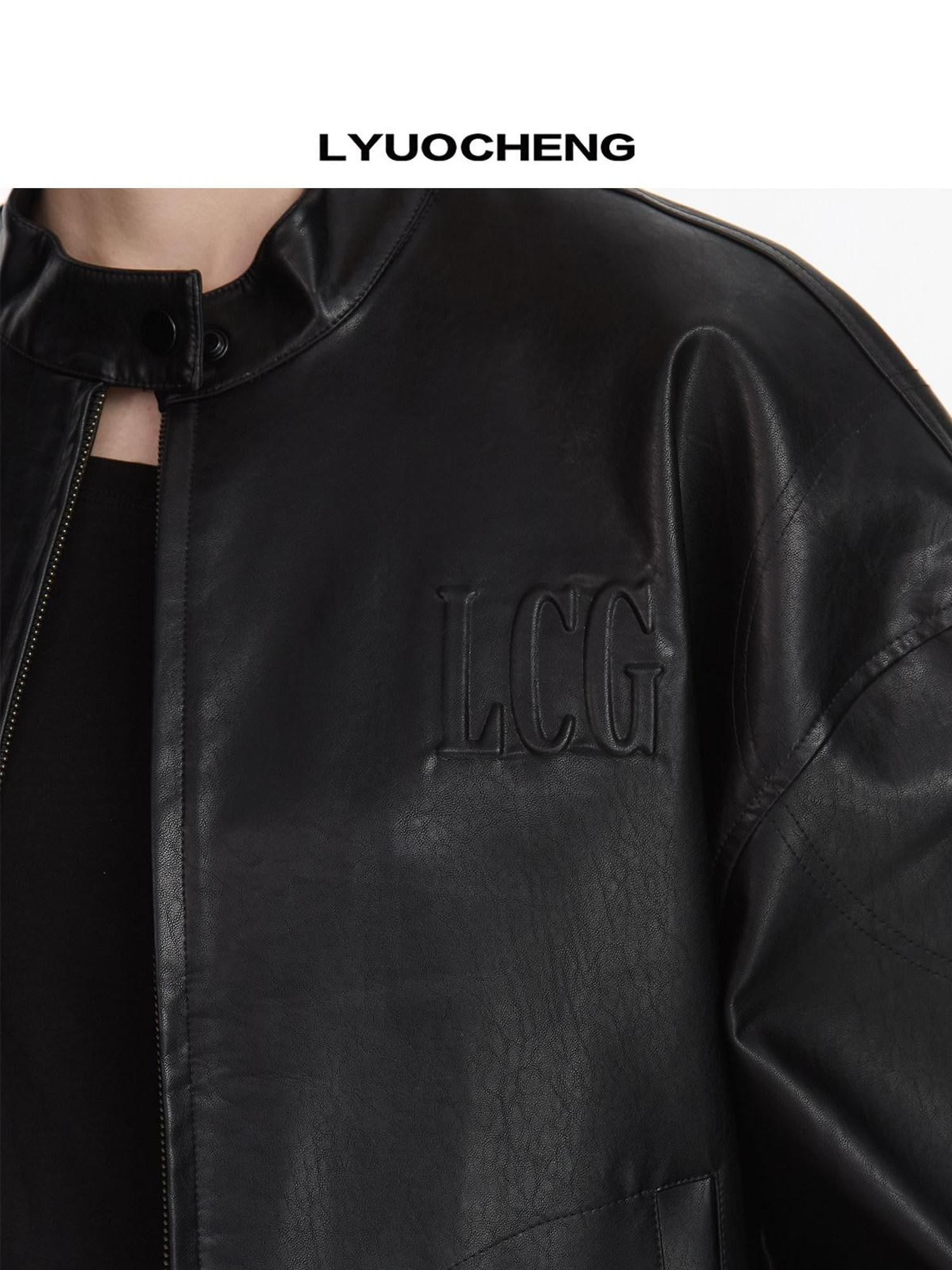 LYUOCHENG Black Loose Cropped Round Neck Zipper Street Style Women&