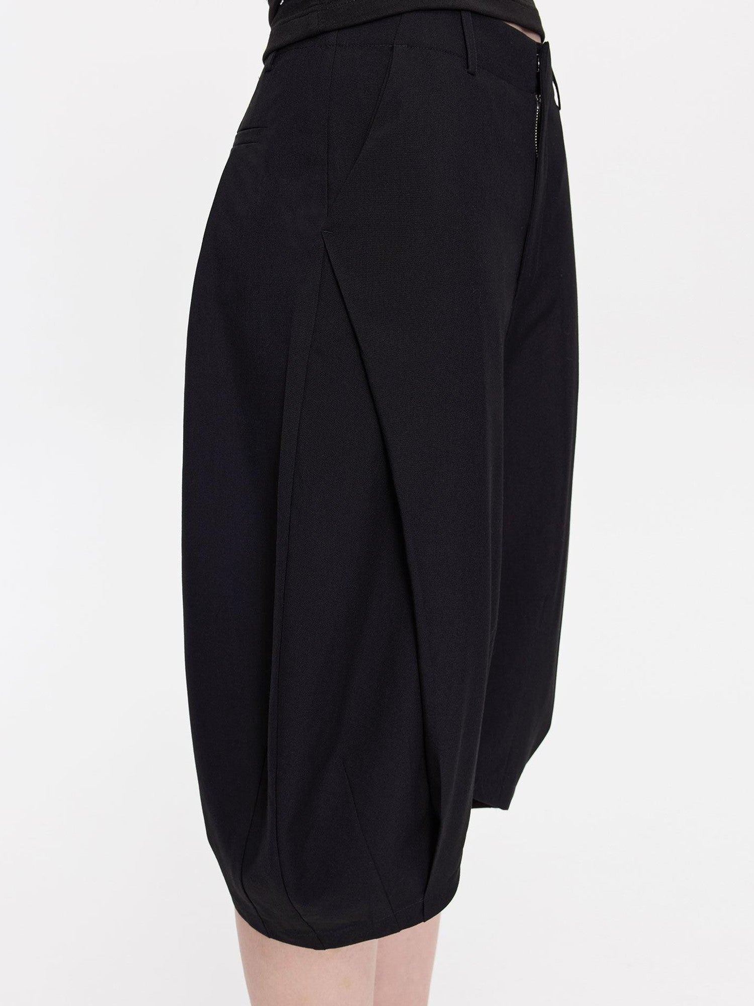 LYUOCHENG Black Minimal Pleated Cocoon Loose Women&