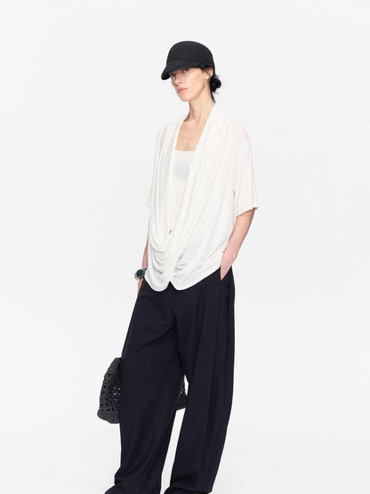 LYUOCHENG Black Minimal Pleated Tapered Relaxed Women&