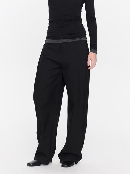 LYUOCHENG Black Minimal Pleated Tapered Relaxed Women&