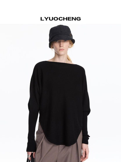 LYUOCHENG Black One Shoulder Long Sleeve Women&