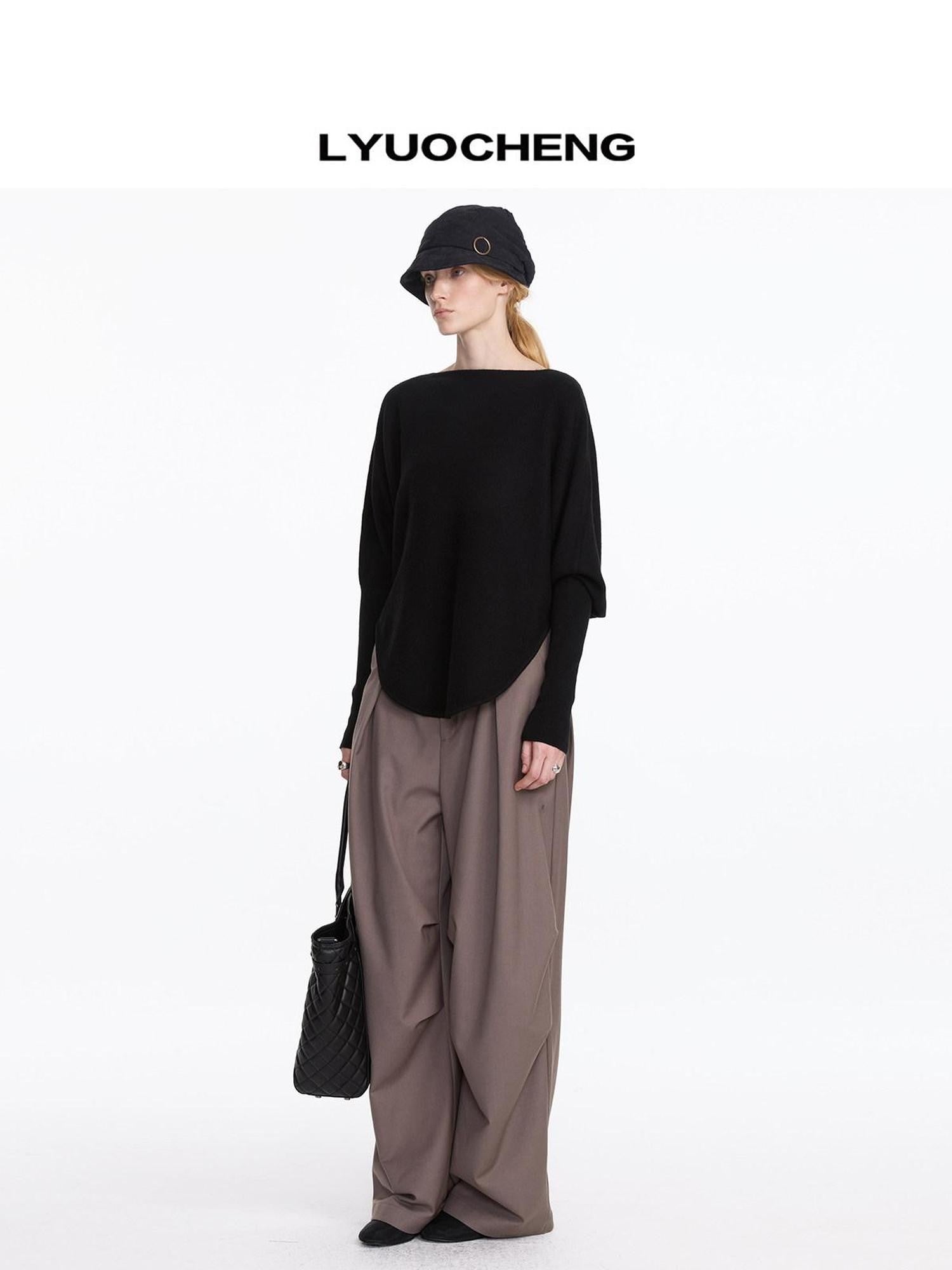 LYUOCHENG Black One Shoulder Long Sleeve Women&