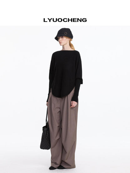 LYUOCHENG Black One Shoulder Long Sleeve Women&