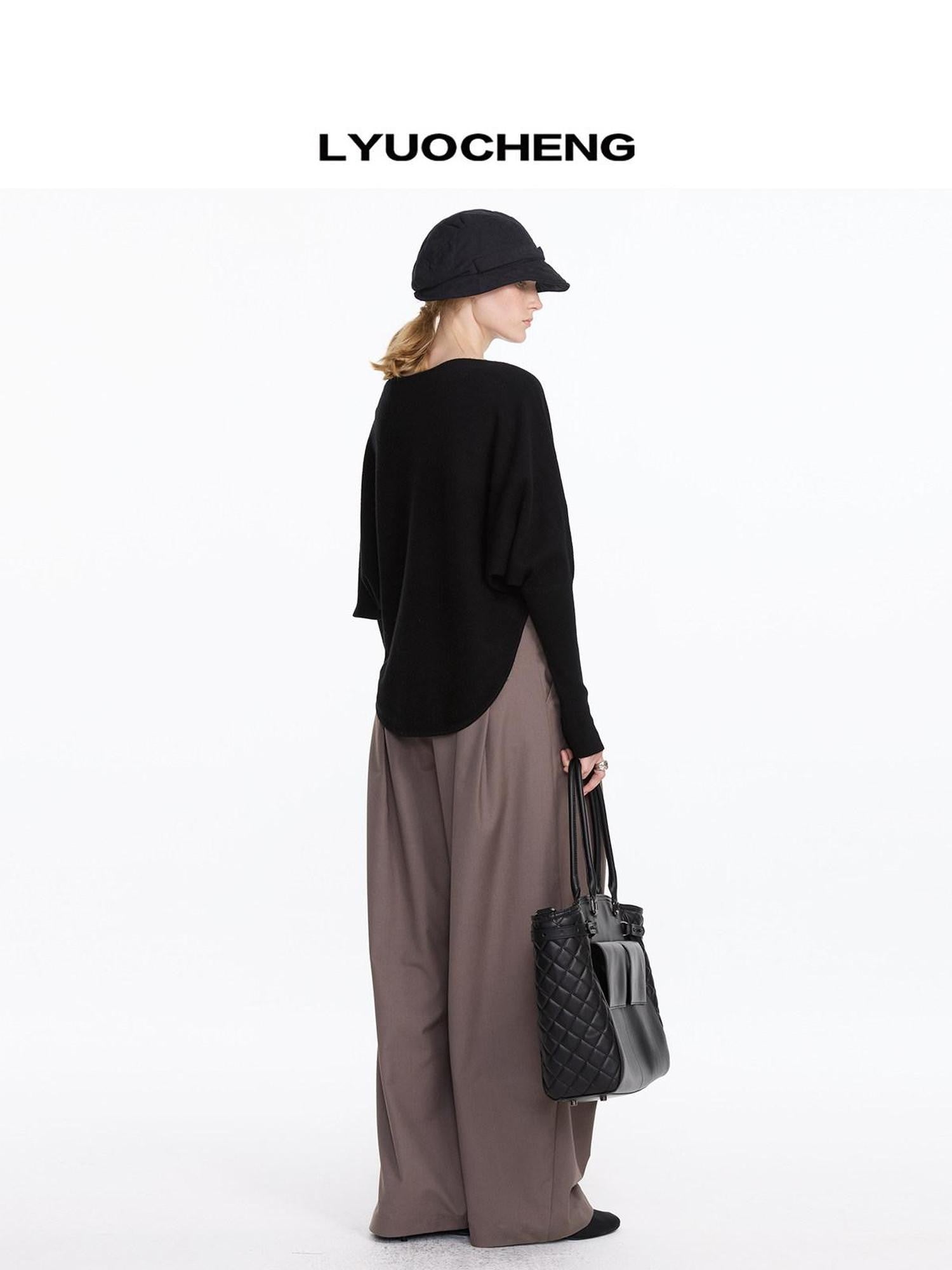 LYUOCHENG Black One Shoulder Long Sleeve Women&