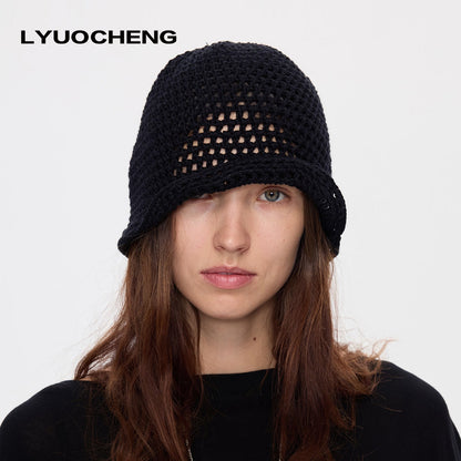 LYUOCHENG_Black_Openwork_Knit_Aluminum_Wire_Breathable_Women&