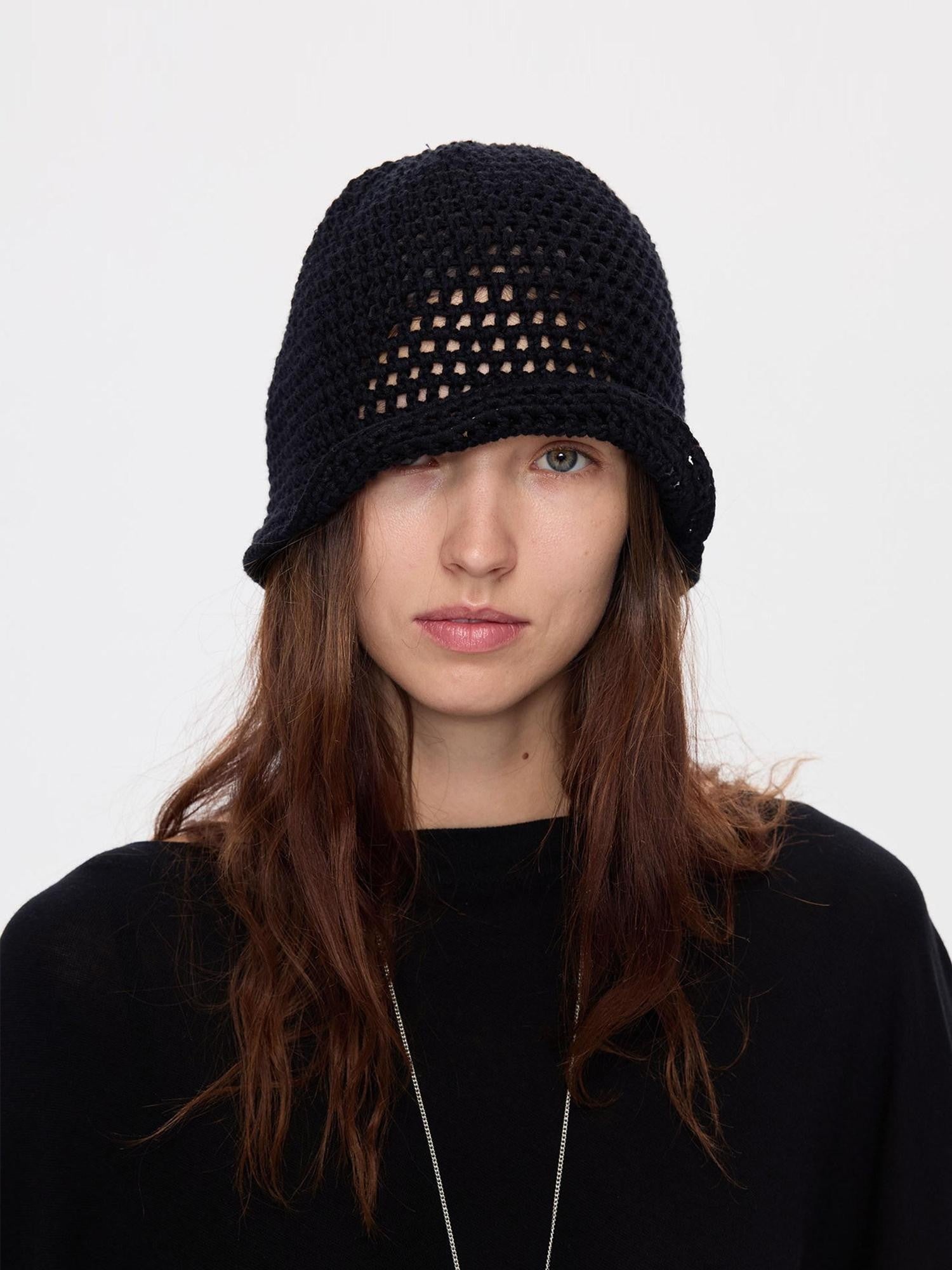 LYUOCHENG Black Openwork Knit Aluminum Wire Breathable Women&