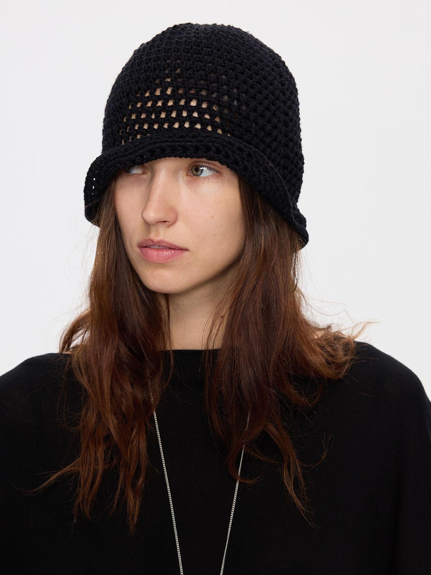 LYUOCHENG Black Openwork Knit Aluminum Wire Breathable Women&