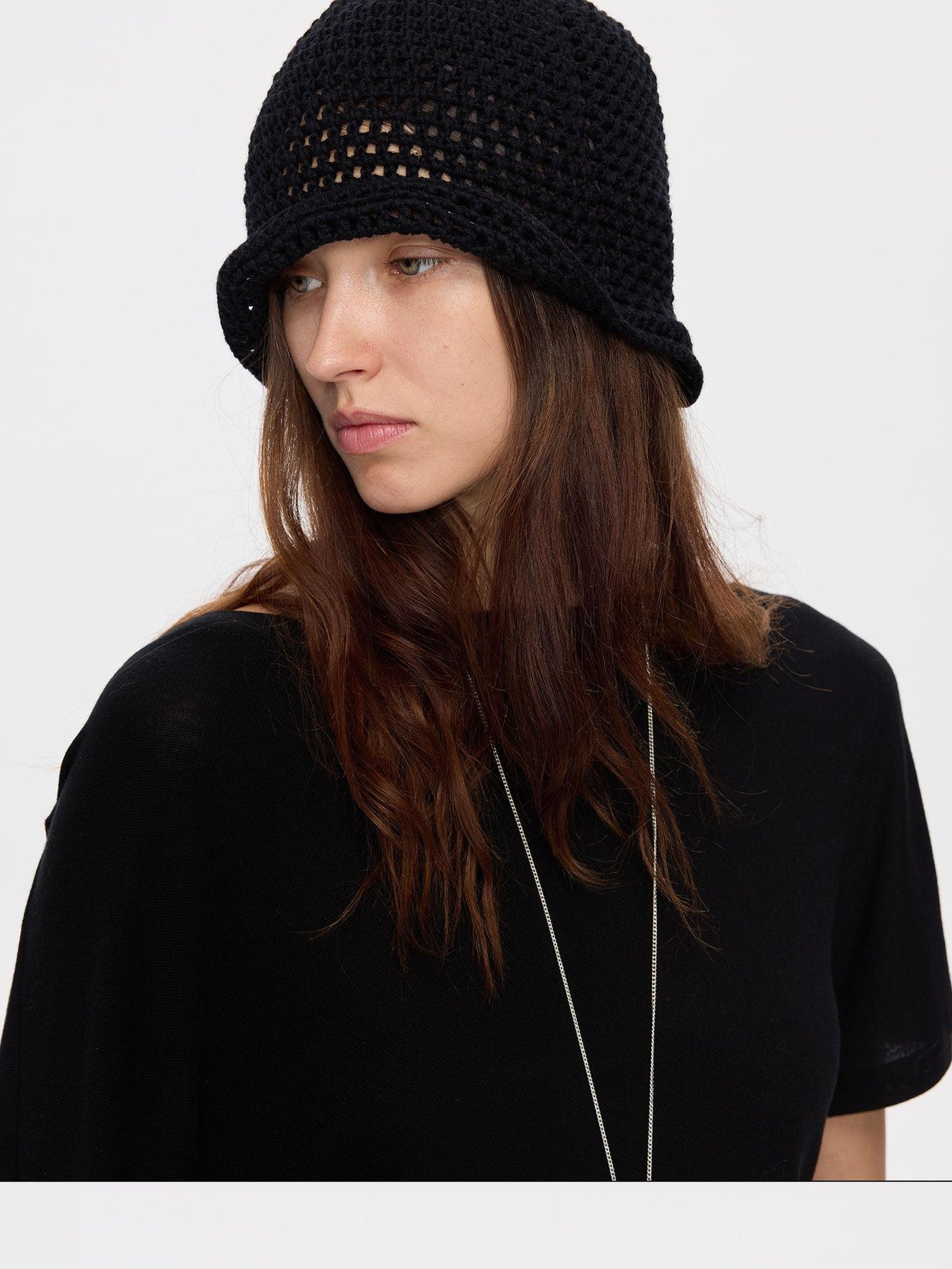 LYUOCHENG Black Openwork Knit Aluminum Wire Breathable Women&
