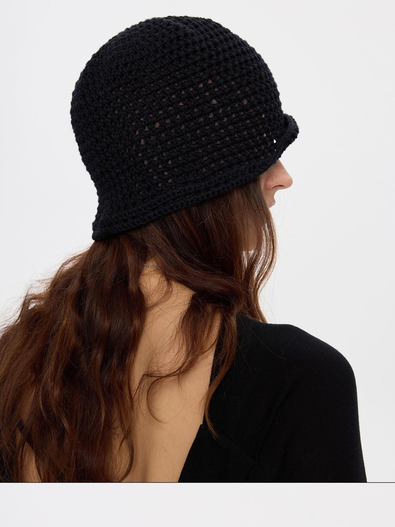 LYUOCHENG Black Openwork Knit Aluminum Wire Breathable Women&
