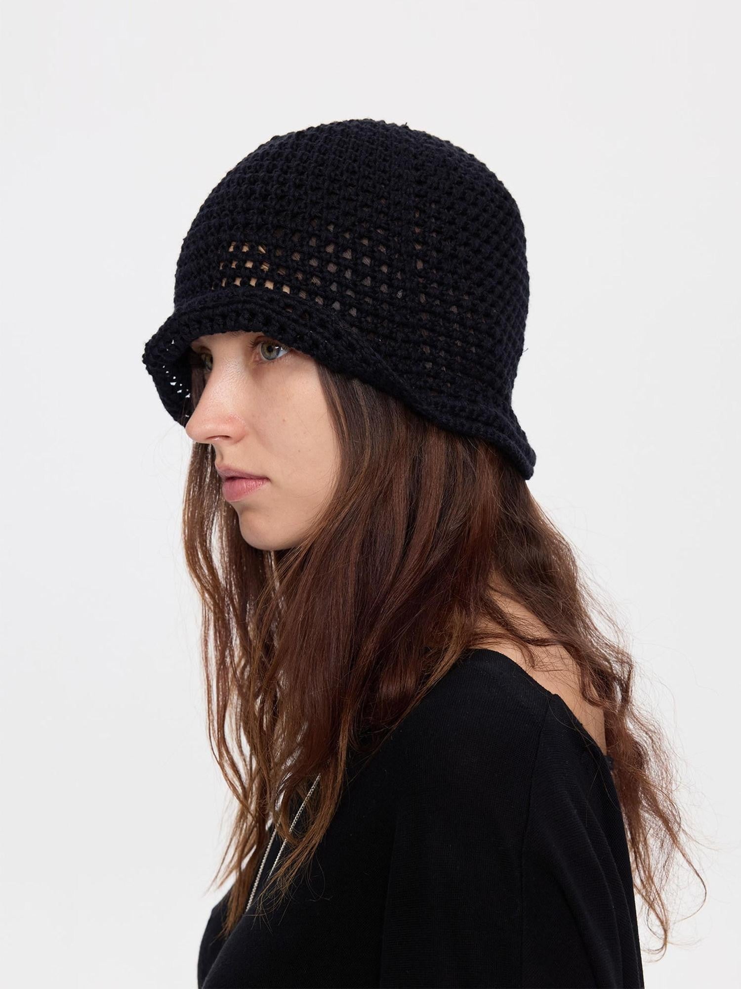 LYUOCHENG Black Openwork Knit Aluminum Wire Breathable Women&