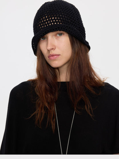 LYUOCHENG Black Openwork Knit Aluminum Wire Breathable Women&