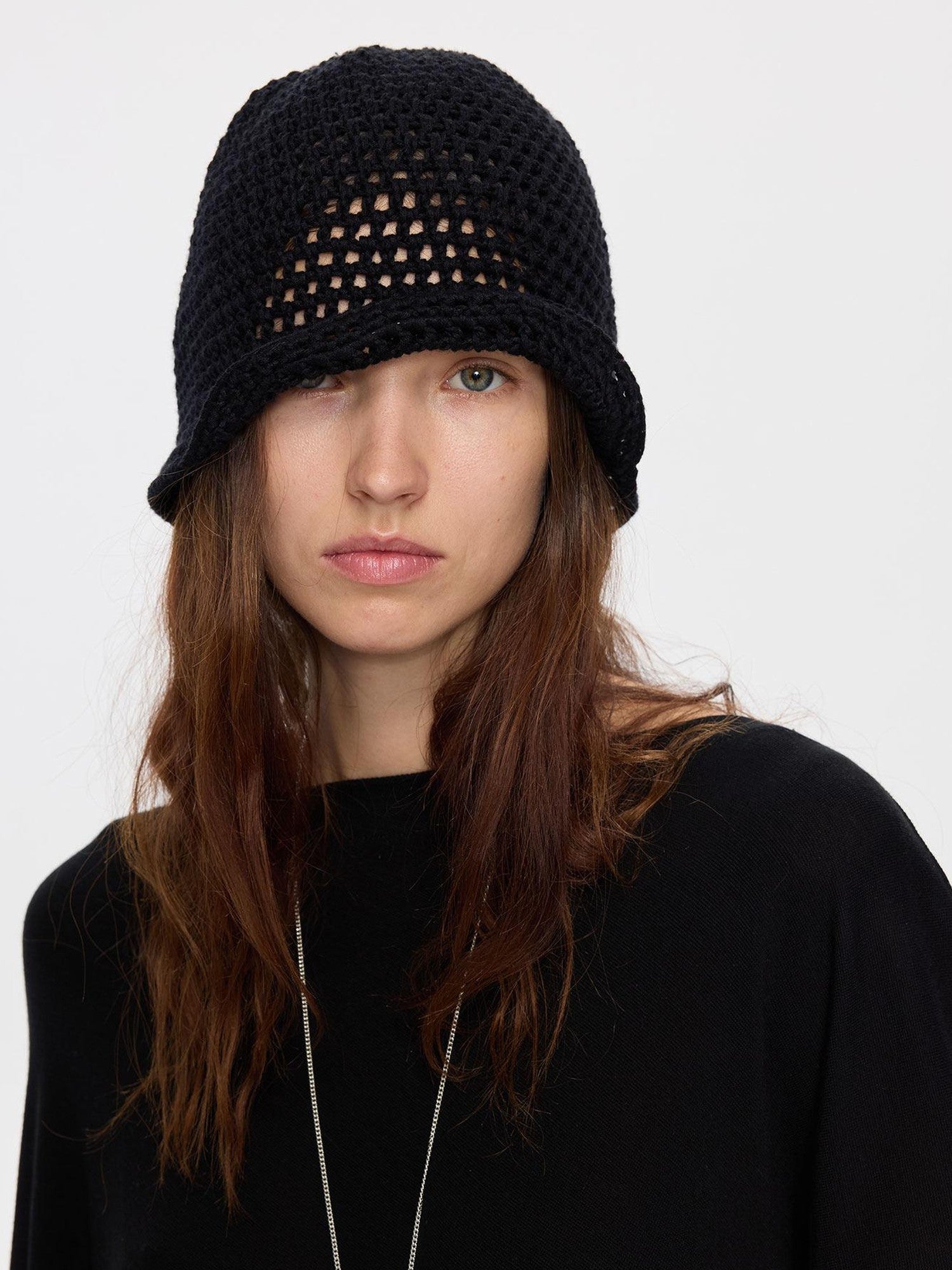 LYUOCHENG Black Openwork Knit Aluminum Wire Breathable Women&