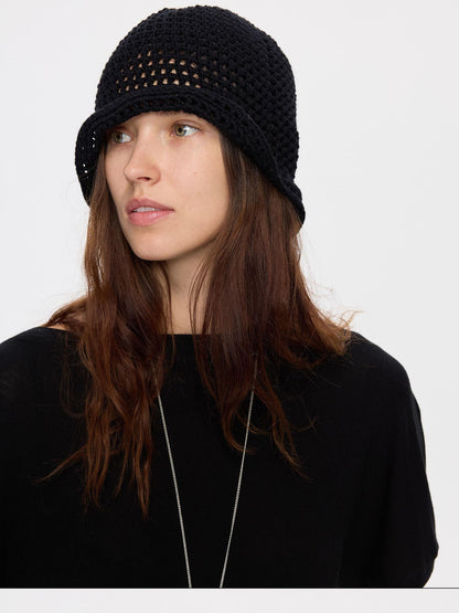 LYUOCHENG Black Openwork Knit Aluminum Wire Breathable Women&