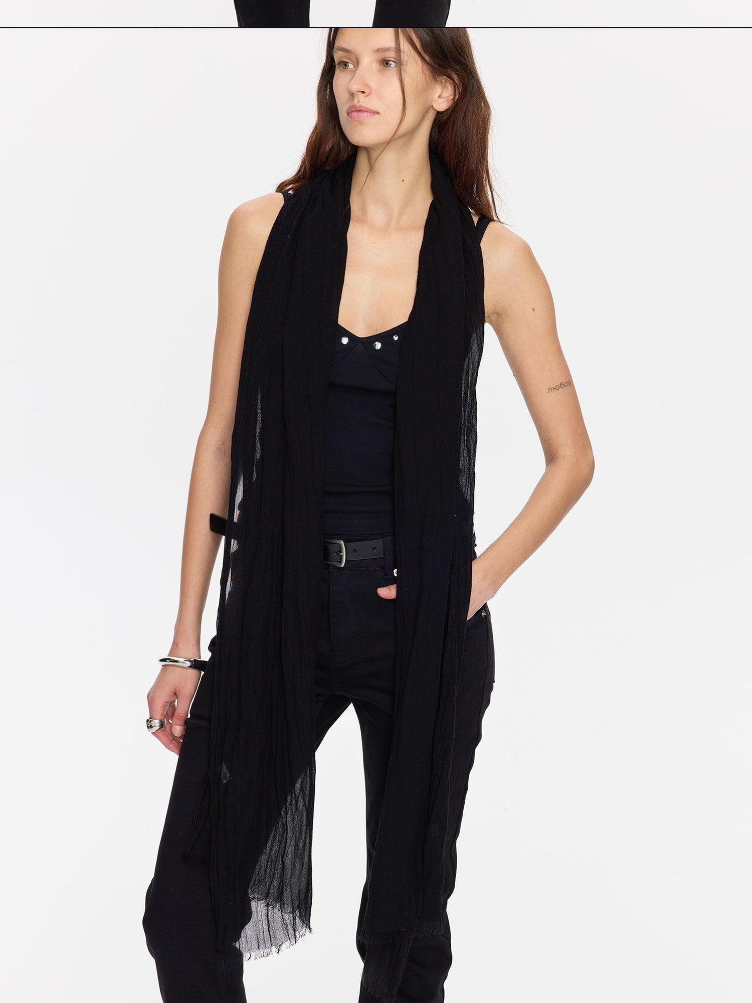 LYUOCHENG Black Pleated Fringed Tassel Women&
