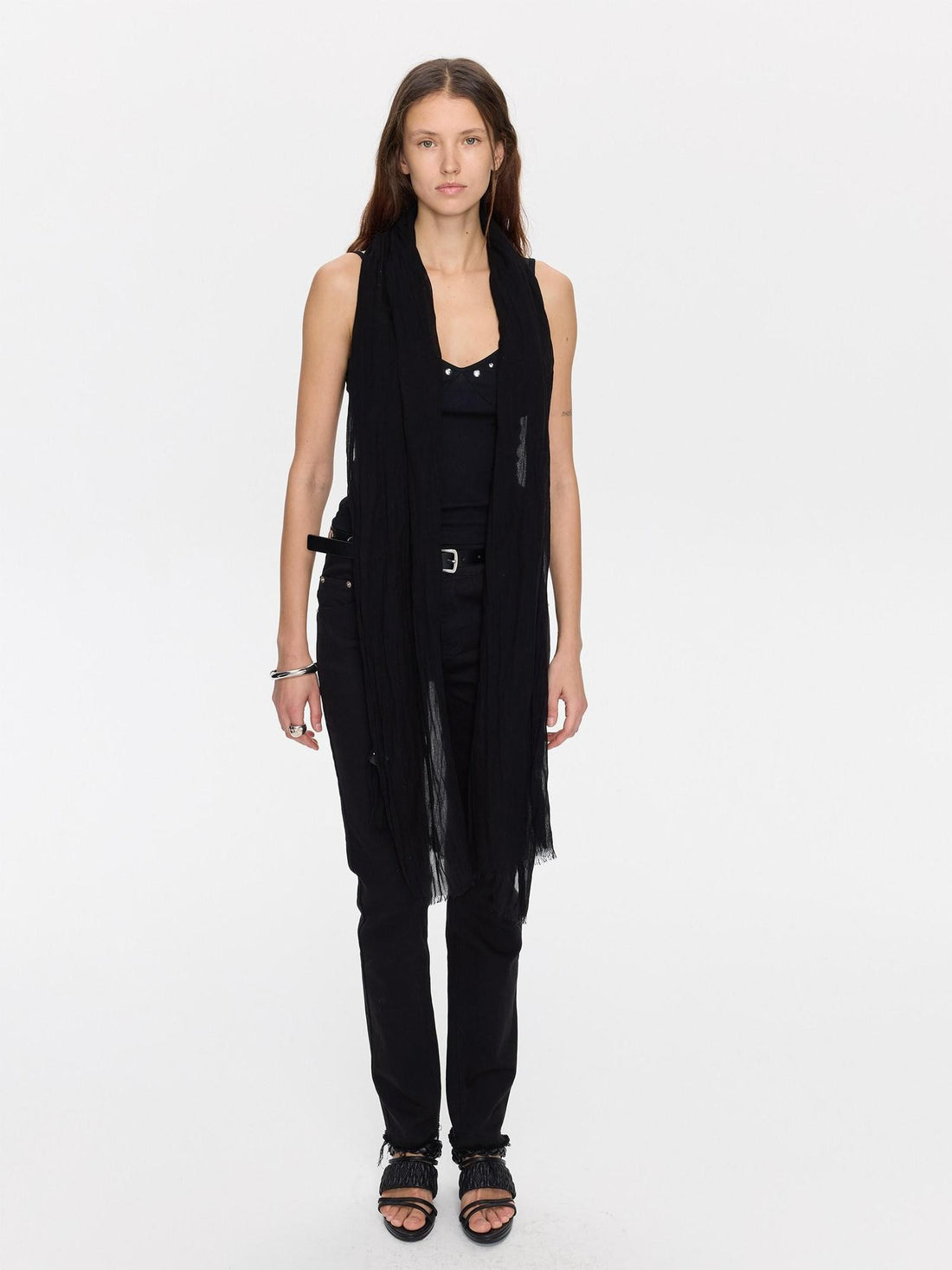 LYUOCHENG Black Pleated Fringed Tassel Women&