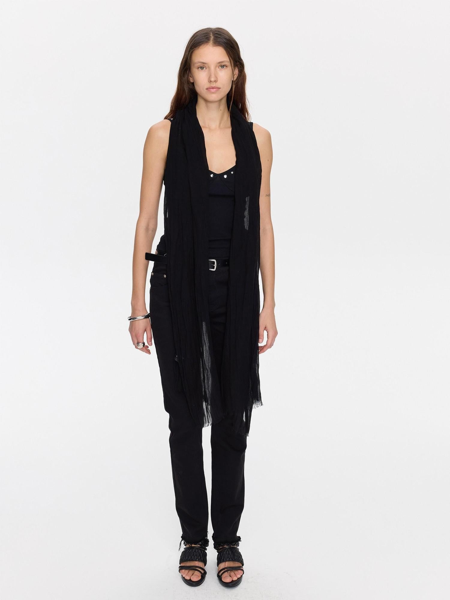 LYUOCHENG Black Pleated Fringed Tassel Women&