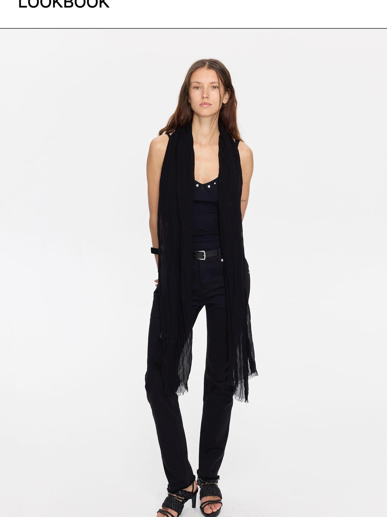LYUOCHENG Black Pleated Fringed Tassel Women&