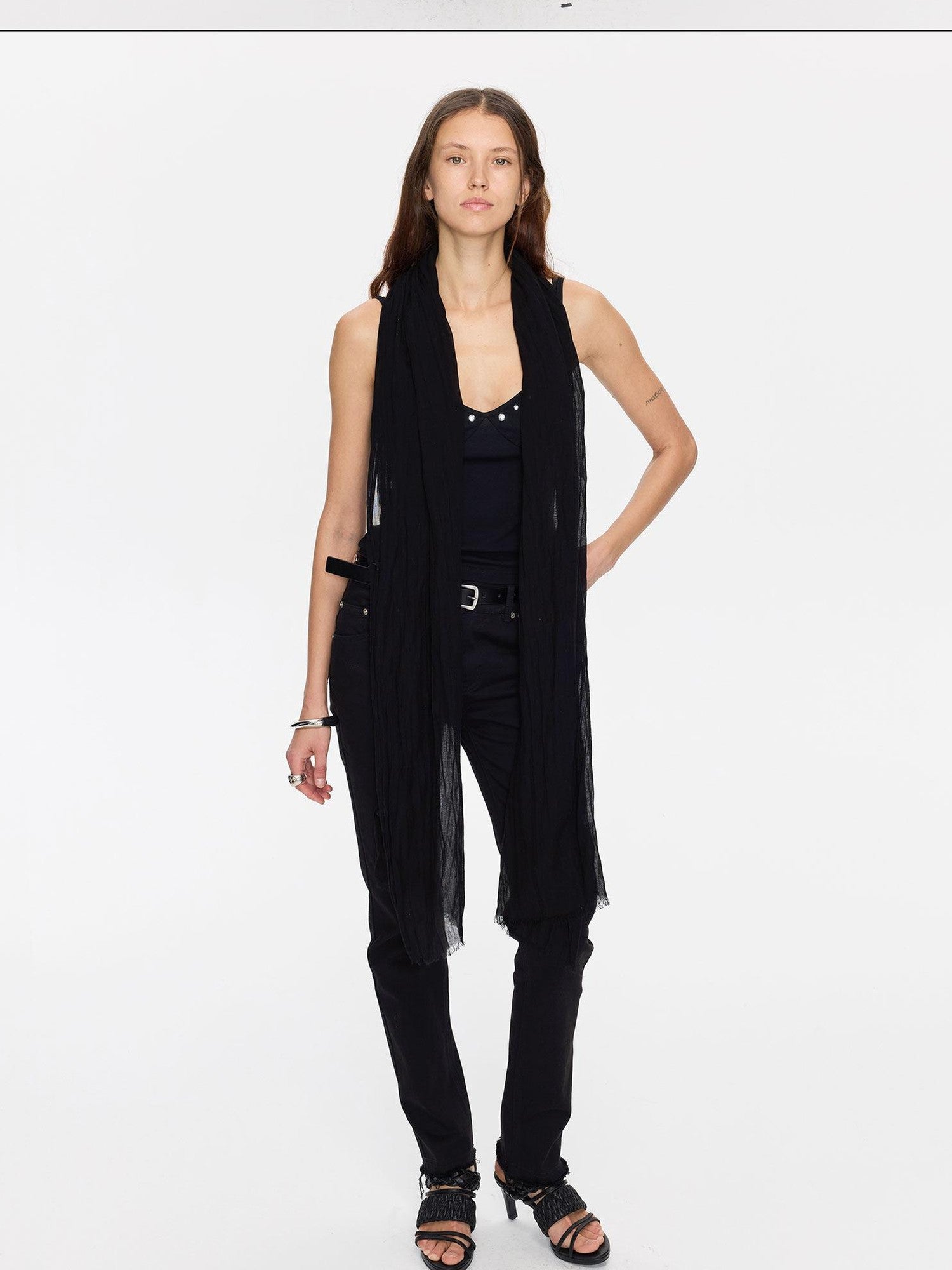 LYUOCHENG Black Pleated Fringed Tassel Women&