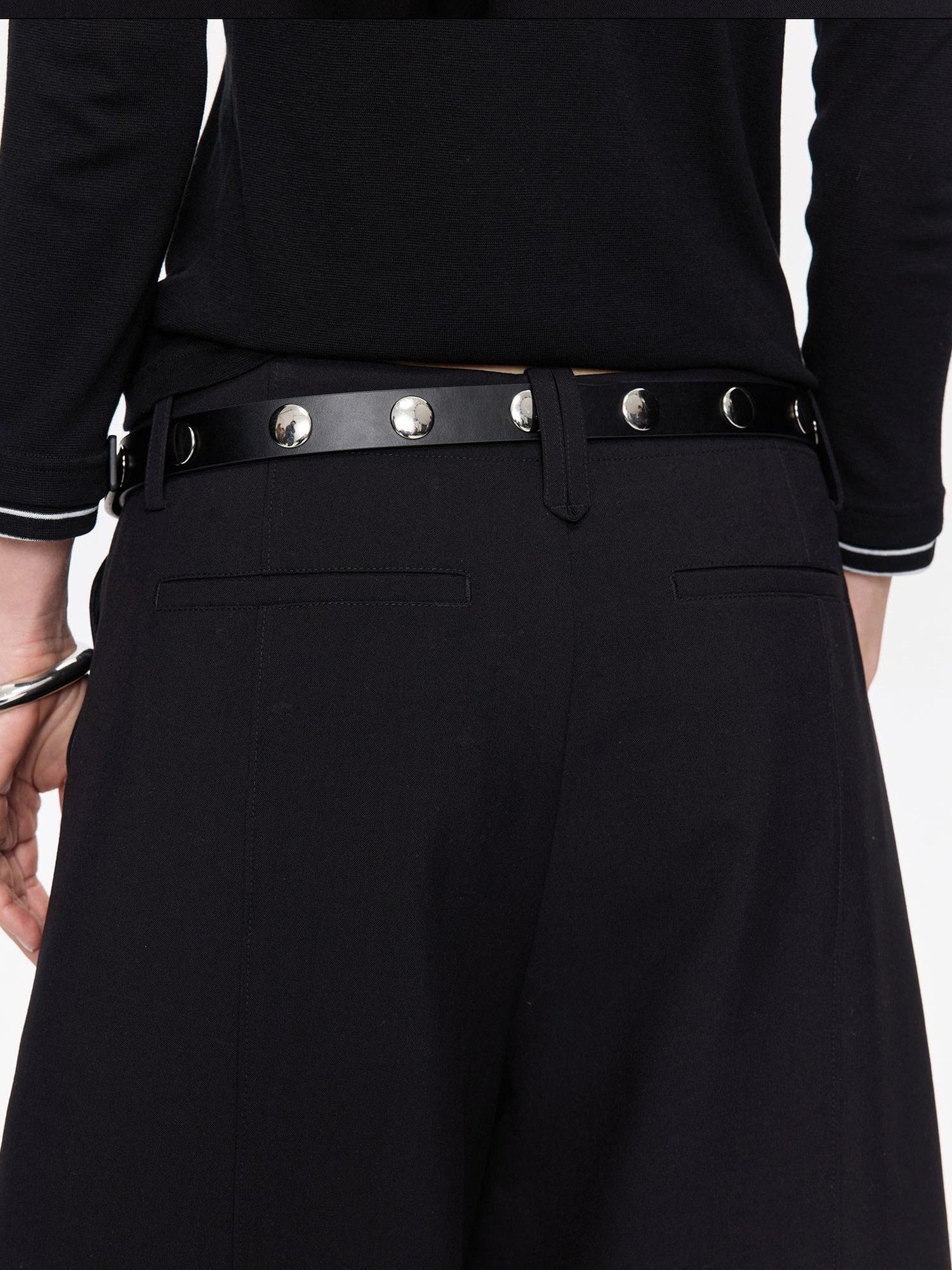 LYUOCHENG Black Round Stud Pin Buckle Women&