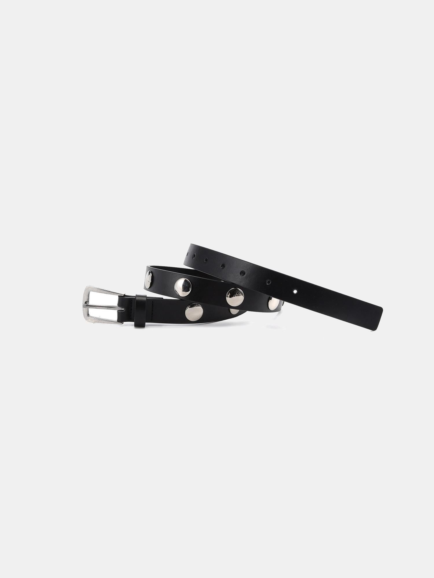 LYUOCHENG Black Round Stud Pin Buckle Women&