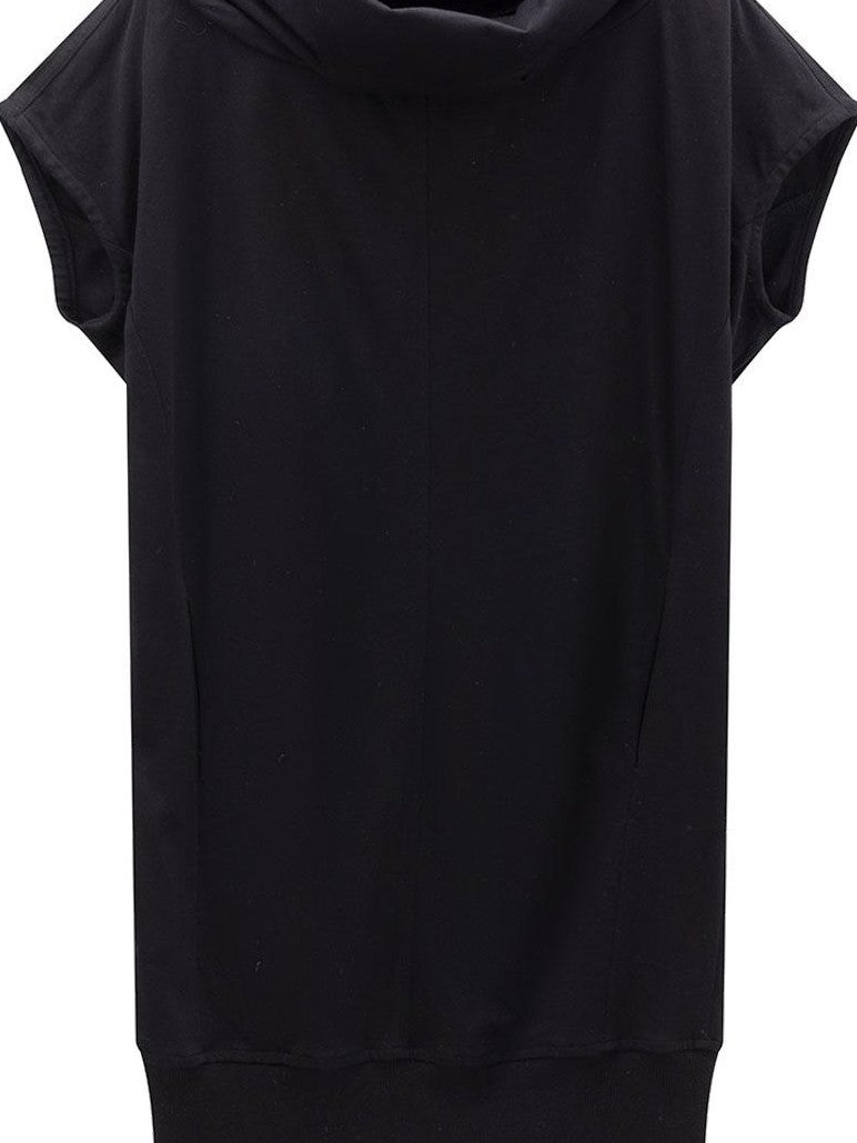 LYUOCHENG Black Scoop Neck H Cut Sleeveless Women&
