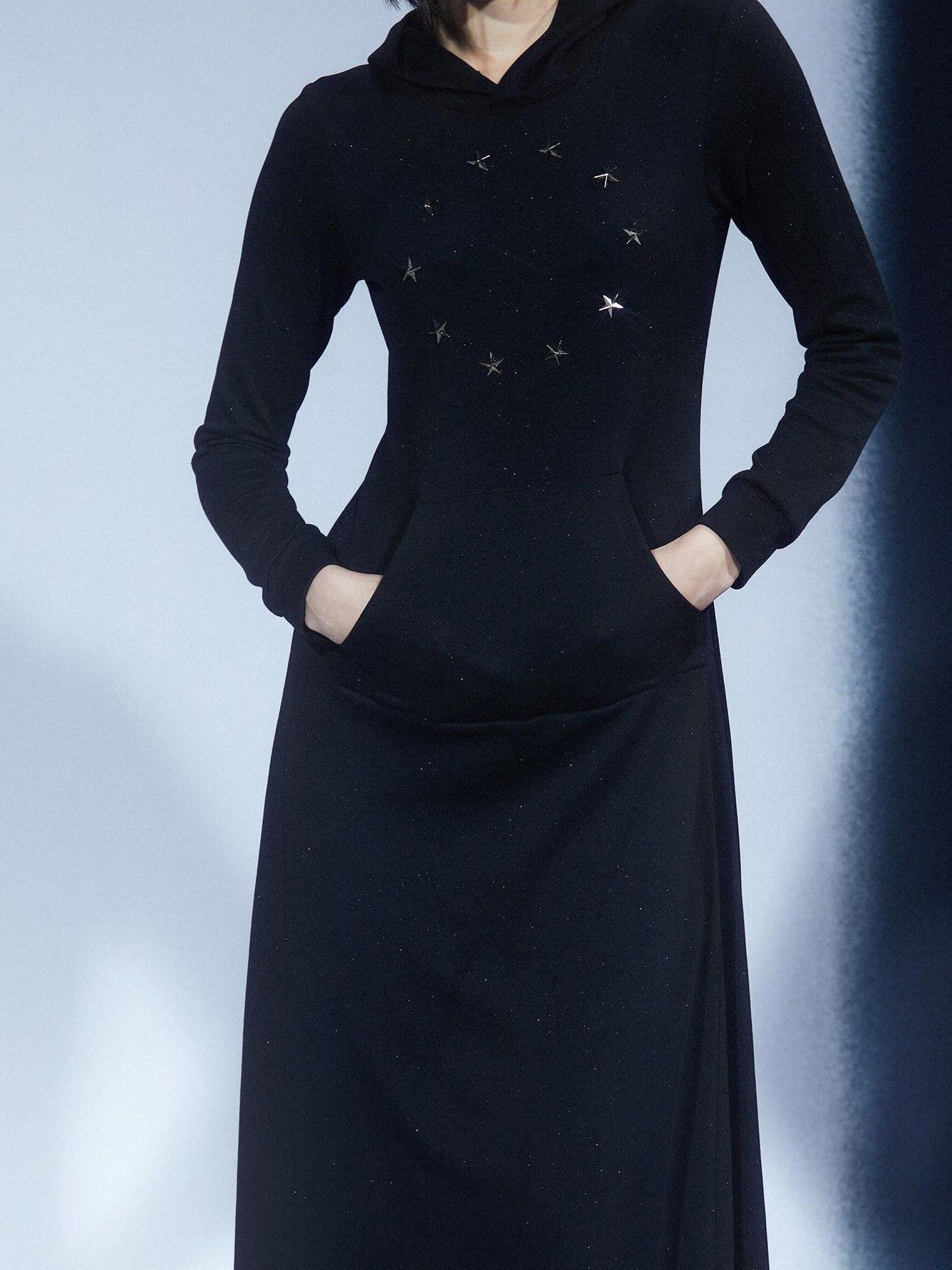 LYUOCHENG Black Sequin Star Stud Aline Women&