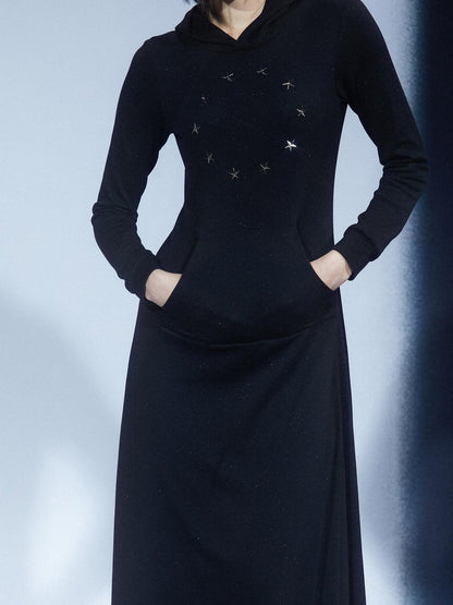 LYUOCHENG Black Sequin Star Stud Aline Women&