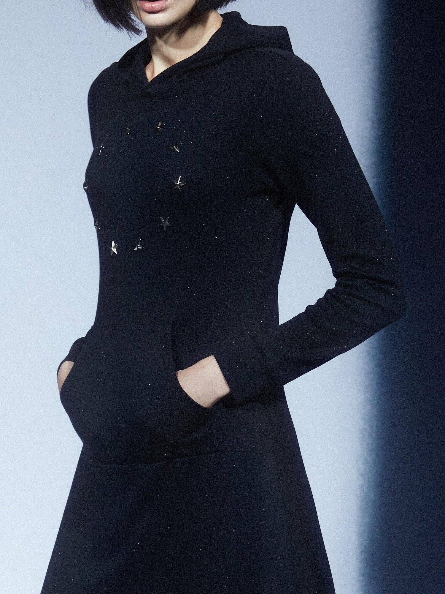 LYUOCHENG Black Sequin Star Stud Aline Women&