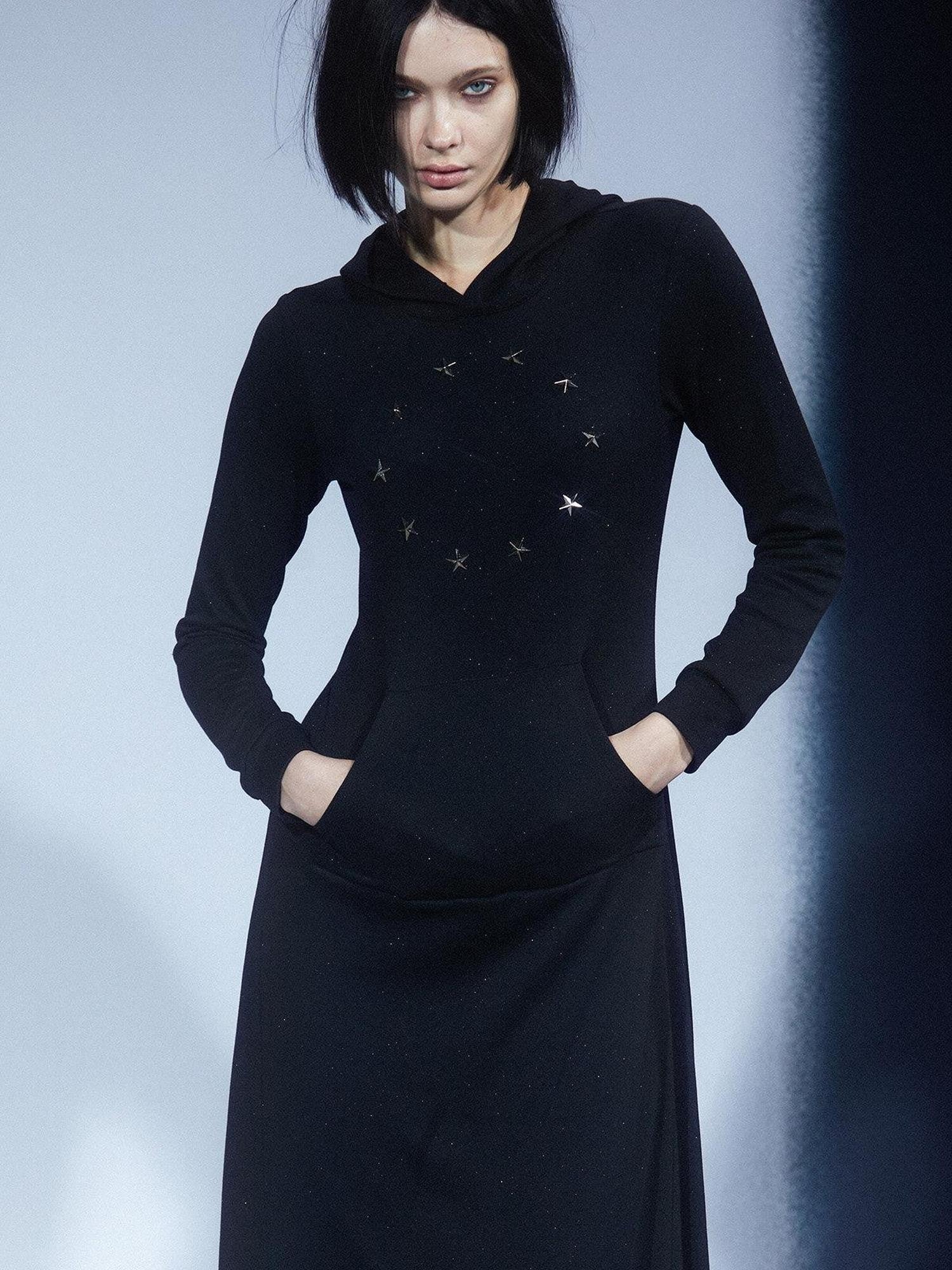 LYUOCHENG Black Sequin Star Stud Aline Women&